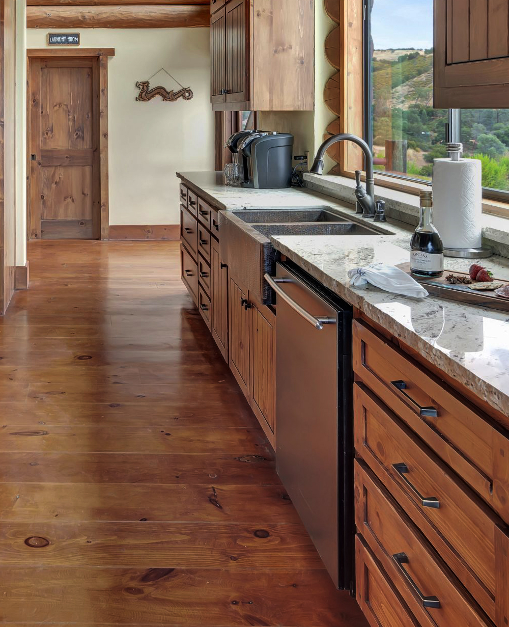 dishwasher in log home