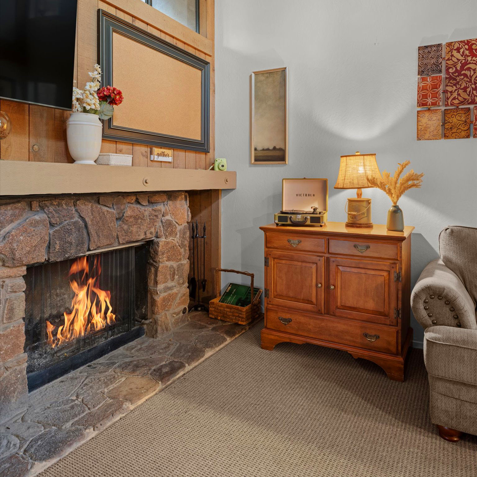 fireplace in lake tahoe rental home